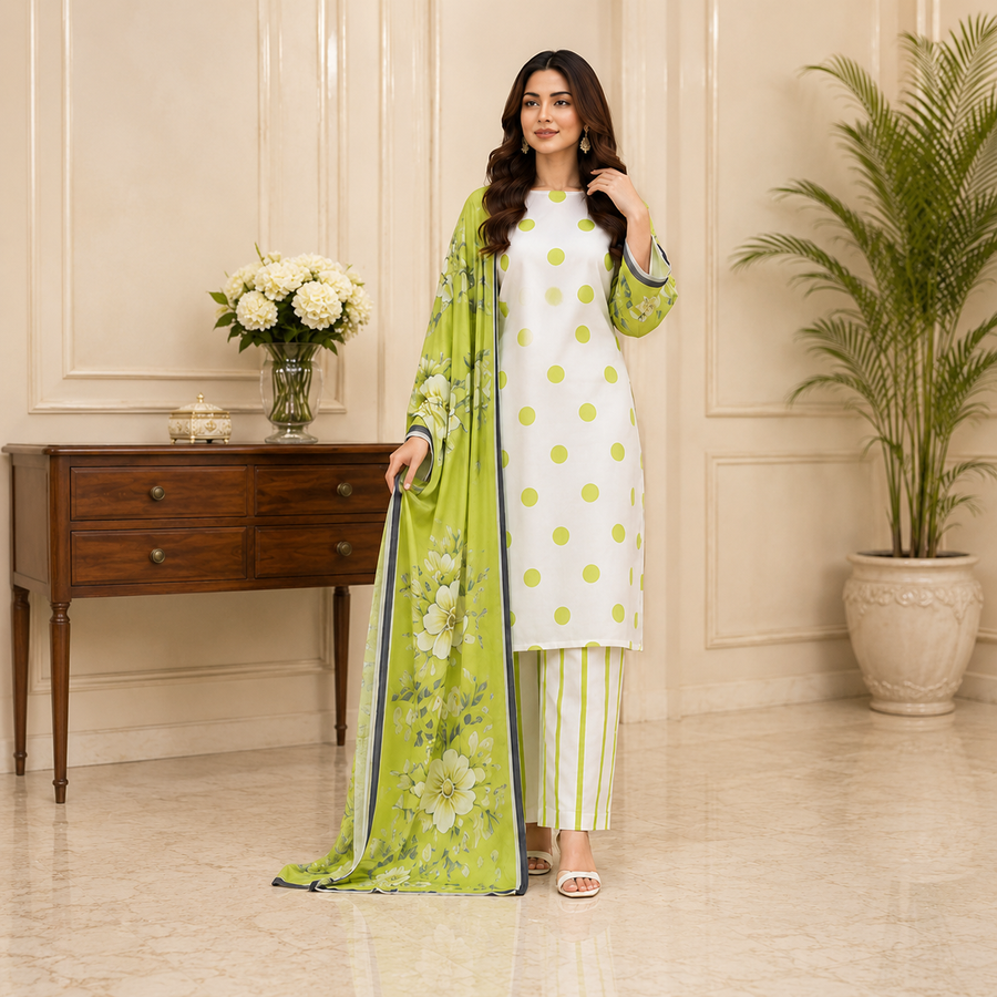 Unstiched Printed lawn 3-pc