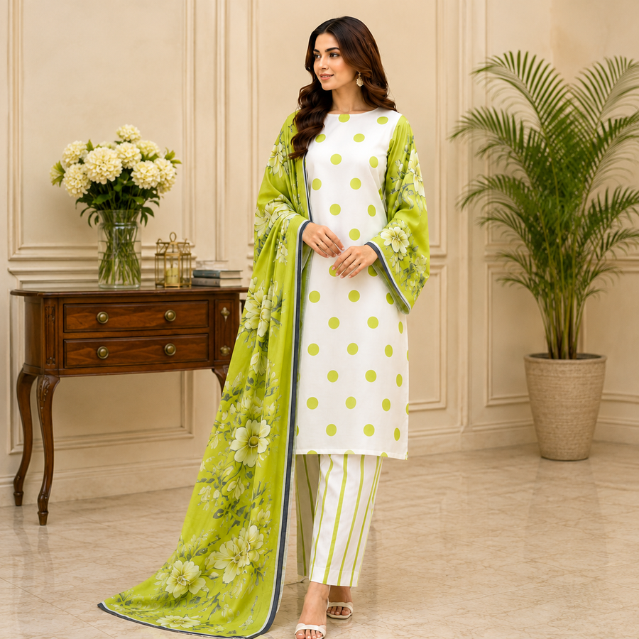Unstiched Printed lawn 3-pc