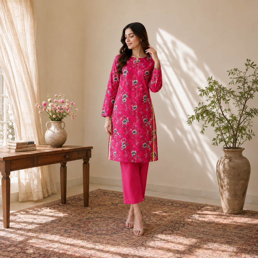 Unstiched Printed Lawn 2 Piece Suit