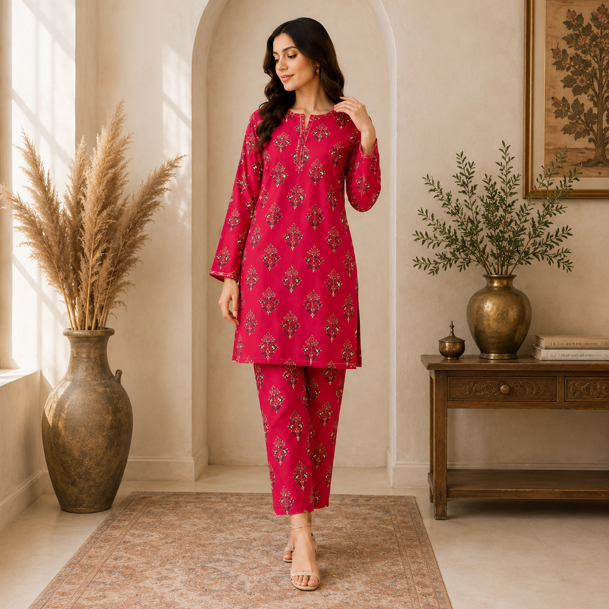 Unstiched Printed Lawn 2 Piece Suit