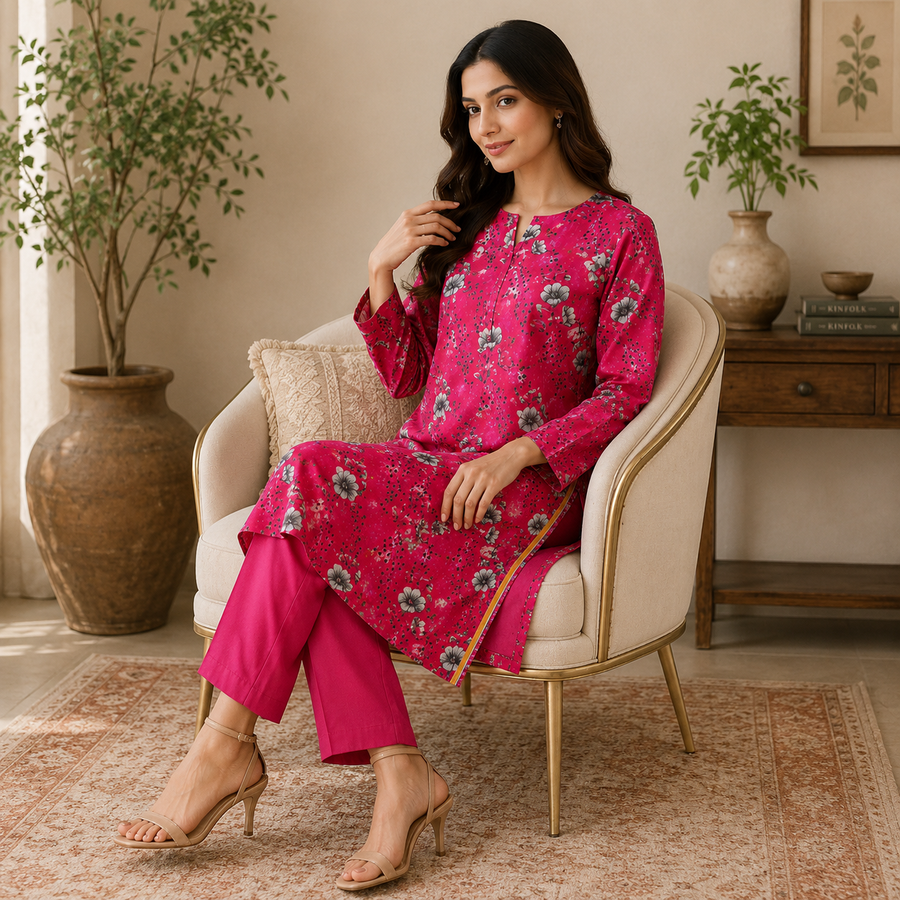 Unstiched Printed Lawn 2 Piece Suit