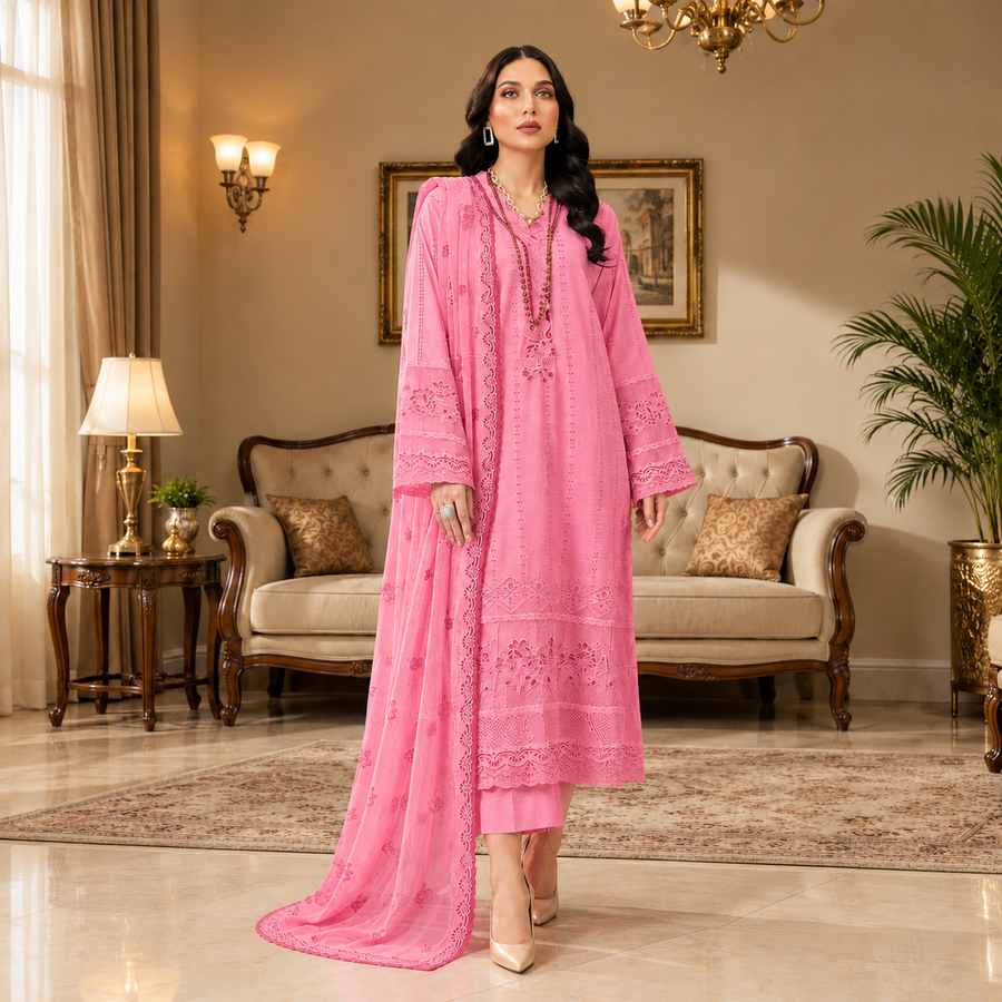 Unstiched Lawn 3 PieceSuit with Printed Chiffon Dupatta🩷🌸