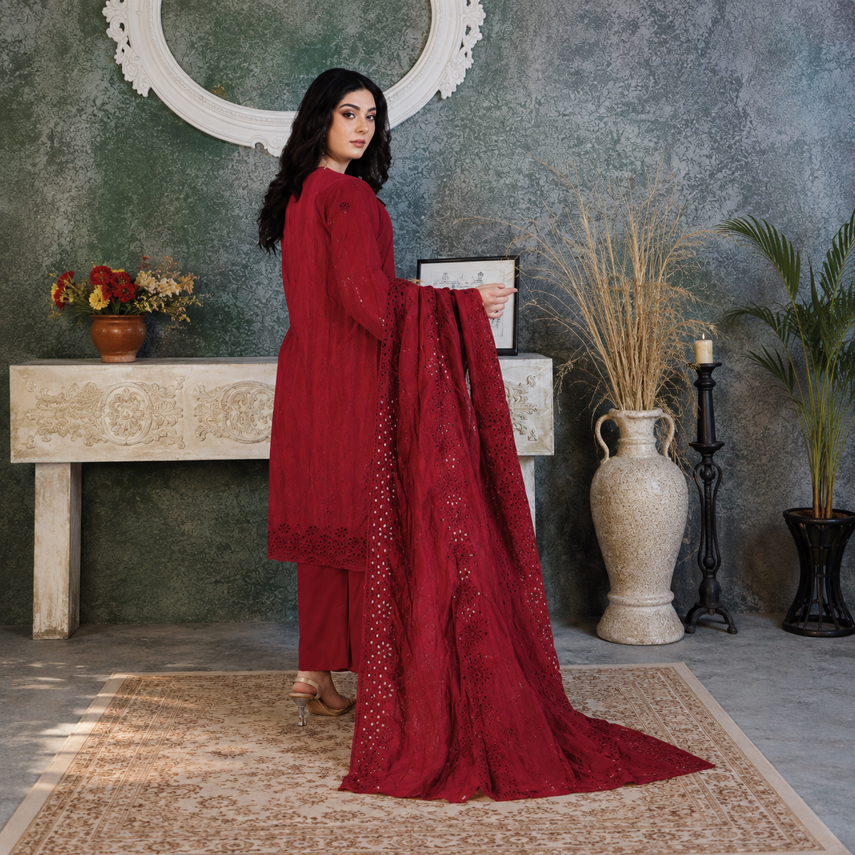 Unstiched Doria lawn 3pc suit with Lawn Dupatta